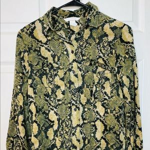 Long Sleeve Snake Skin Blouse